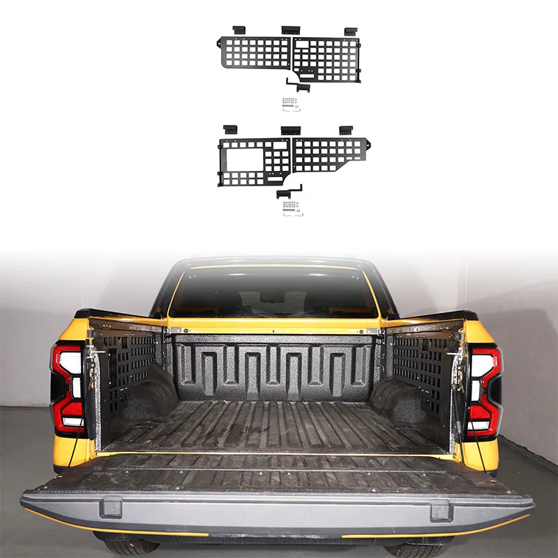 

For Ford Ranger 2023-2025 Car Trunk Two Side Luggage Rack Aluminum Alloy+Carbon Steel Automotive Modification Accessories