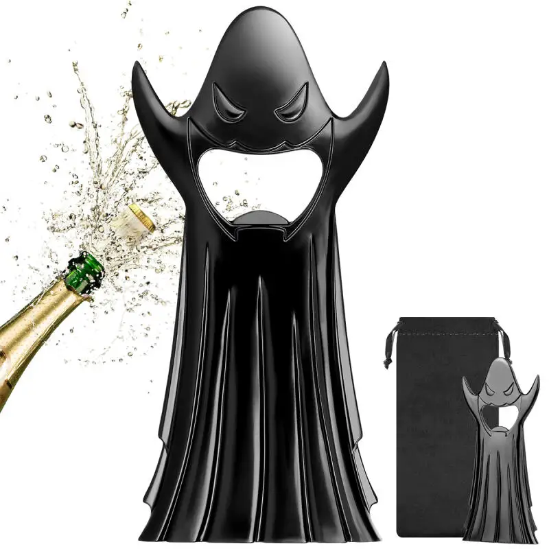 

Dark Black Ghost Shape Metal Beer Openers Bottle Opener Kitchen Club Party Barware Gadget Halloween Wedding Accessory Gift Bag