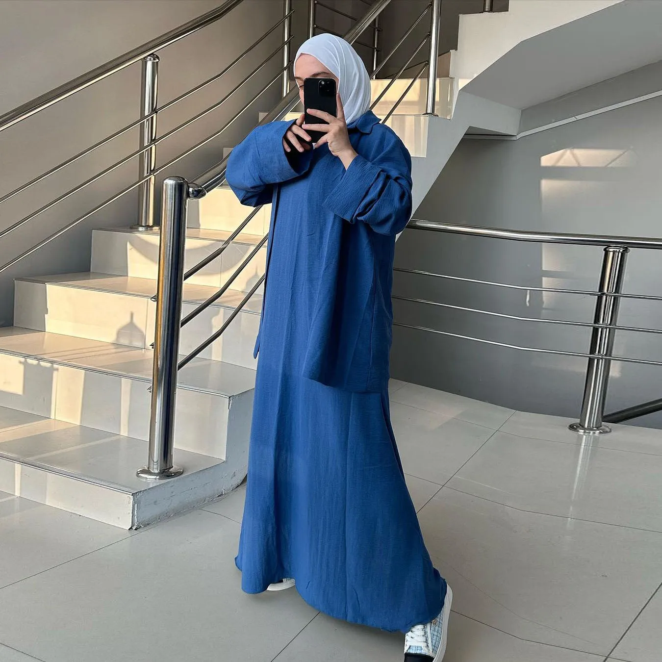 Middle East Arab Women Two-piece Sets 2024 Spring New Muslim Abaya Dubai Luxury Robe Fashion Loose Dress Long Sleeve Shirt Set