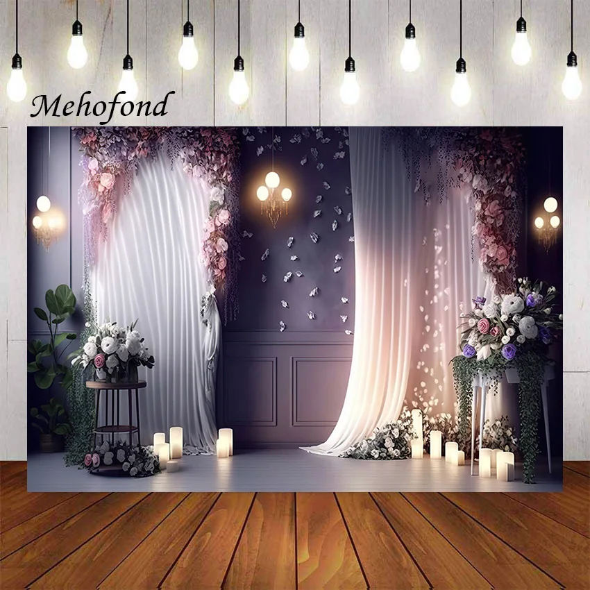 

Mehofond Photography Background Vintage Purple Flower Indoor Garden Kids Birthday Wedding Portrait Decor Backdrop Photo Studio