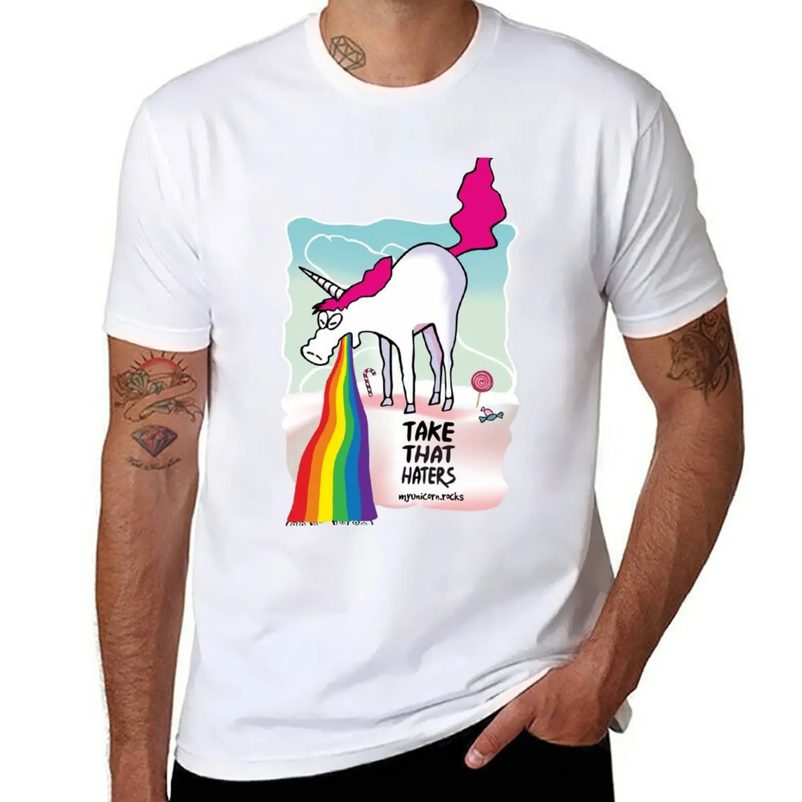 

Unicorn throwing up rainbow T-Shirt funny t shirts man funny t shirts cotton t shirts for man graphic tees T-shirt