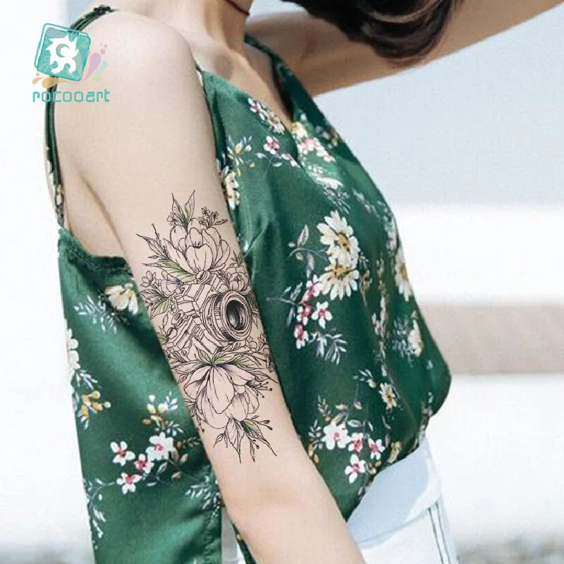 

New Waterproof Flower Arm Tattoo Fashion Arm Sticker Original Ink Flower Temporary Tattoos Sticker Size:210*100mm