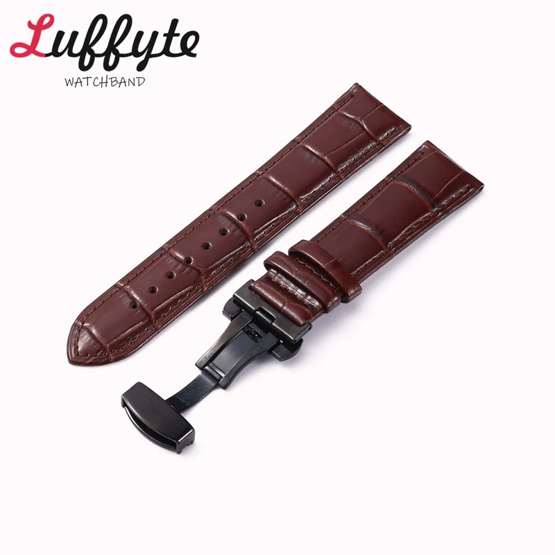 

Bamboo Knot Pattern Leather Watch Band 18mm 20mm 22mm 24mm Strap Men's Business Wristwatch Bracelet with Butterfly Clasp Belt