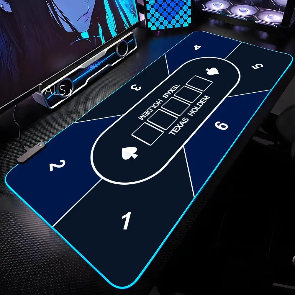

A-Texas Holdem Pokers Mouse Pad RGB Backlit Mouse Pad Laptop Mouse Pad Laptop Gamer Computer Desk Gaming Accessories