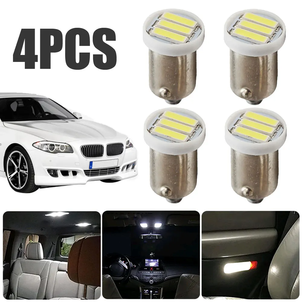 4Pcs BA9S T4W 3 SMD 7020 LED DC 12V Car Backup Reserve Bulbs Door Lamps White Lights Auto Signal Lamp Car Lights Accessories