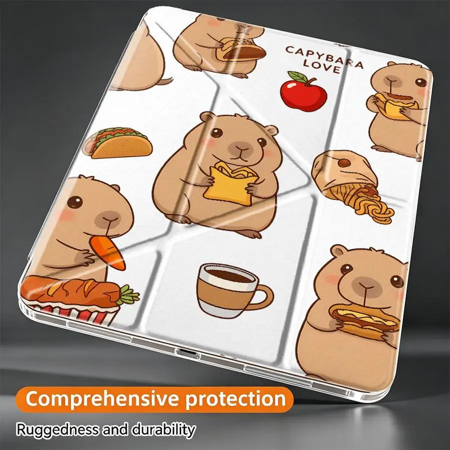 Tablet Case For Samsung Galaxy Tab S8 S7 FE A11 A8 A9 Plus S10 Lite S9 Plus With Pen Slot Cover Cute Capybara
