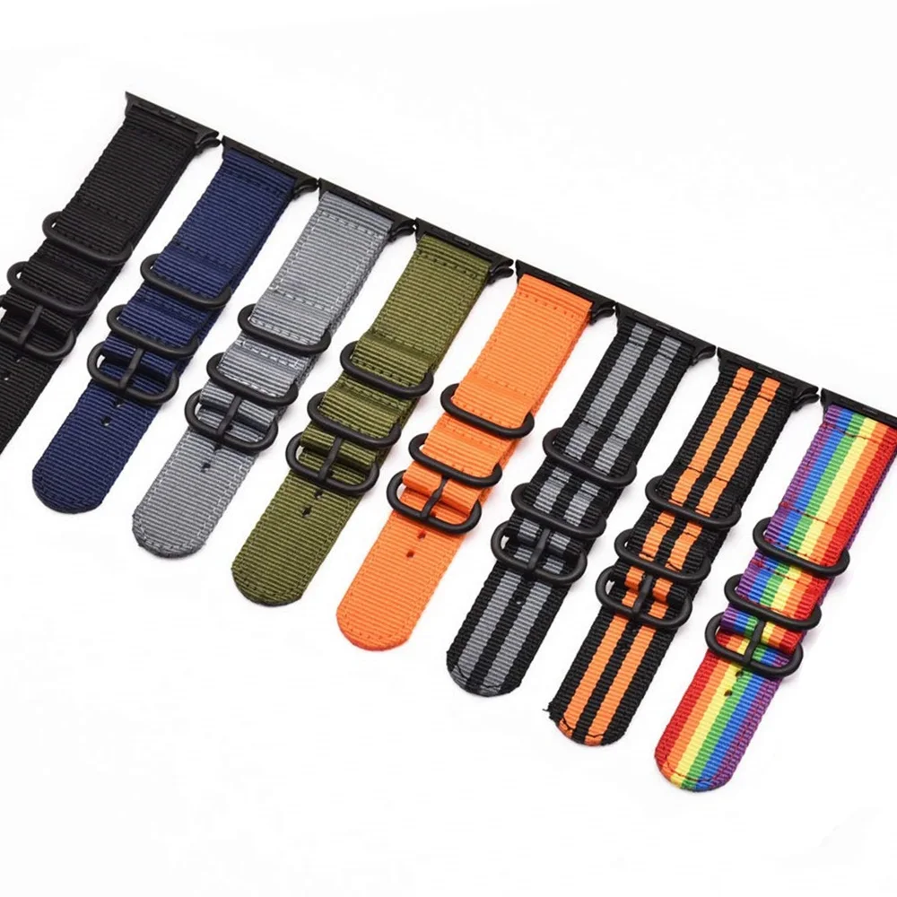 NATO strap For Apple watch band 44mm 40mm 42mm 38mm 45mm 41mm Nylon watchband accessories bracelet iwatch series 7 6 Se 5 4 3