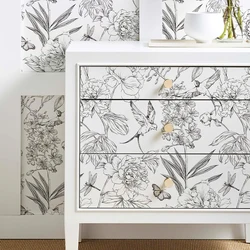 Tropical Forest Flower Birds Self Adhesive Wallpaper for Bedroom Cabinet Removable Butterfly Sparrow Peel and Stick Wall Sticker