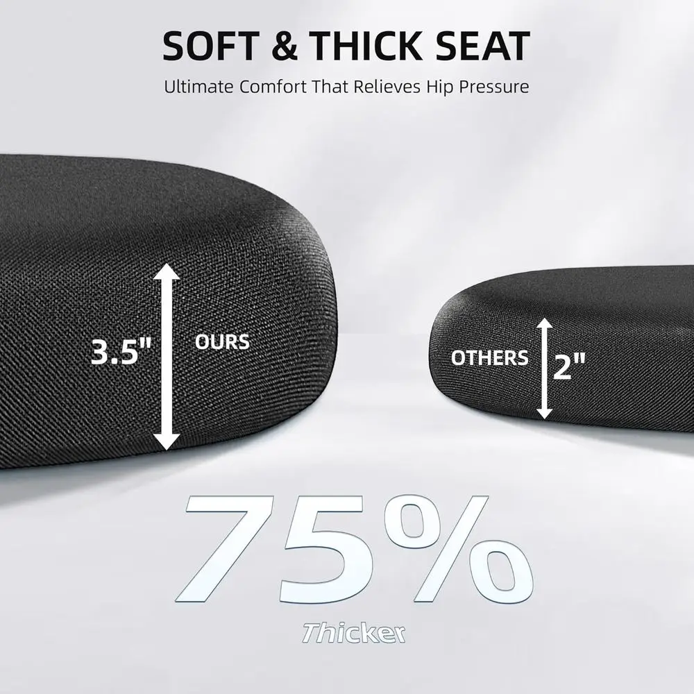 كرسي مكتب دوار مريح عالي الظهر مع دعم قطني قابل للتعديل ومساند للذراعين (أسود) #3