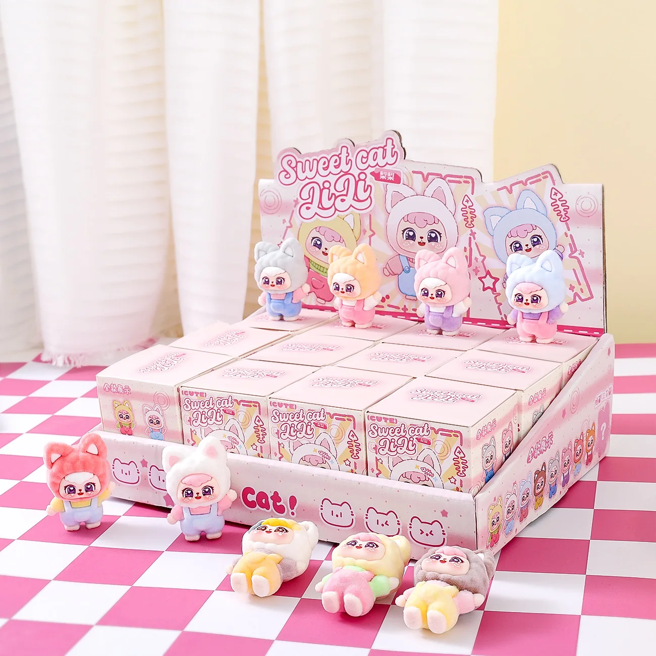 6/12pcs For Sweet Cat Blind Box Cartoon LiLi Cat Action Figure Toy PVC Model Doll Fans Children Gift