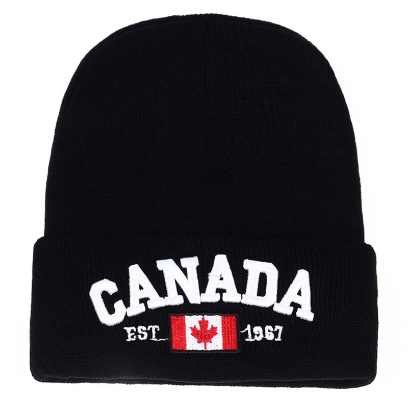 Autumn Winter Knitted hats for men Women Canada Letter embroidery Cotton Caps Autumn hat Casual Boy cap Men Hats