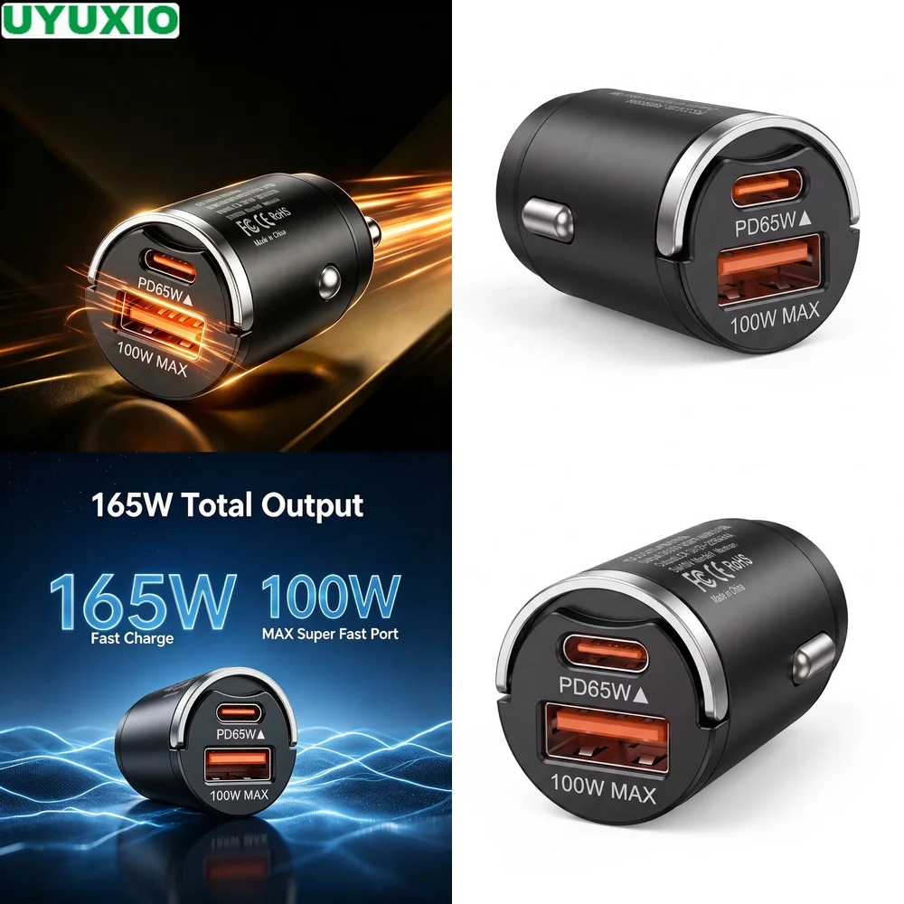 carregador-de-carro-de-carga-rapida-165w-pd-65w-tipo-c-e-100w-usb-a-corpo-compacto-em-liga-de-zinco-para-viagens-e-uso-diario