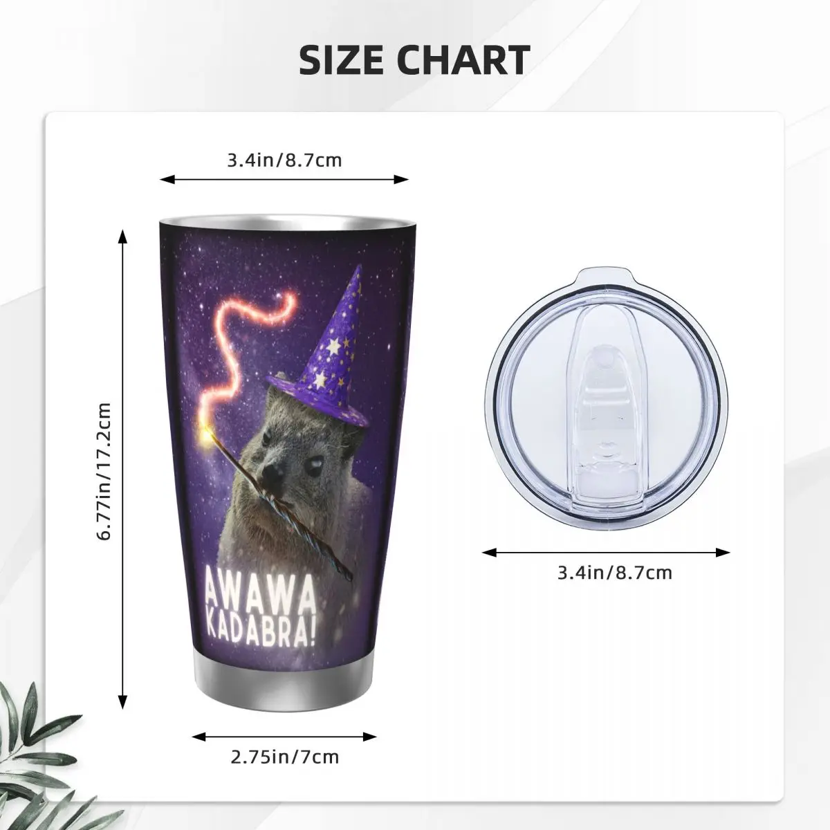 Awawa Kadabra Rock Hyrax Wizard Stainless Steel Tumbler Vacuum Insulated Mugs Thermal Cold Cup Straw With Lid 20oz