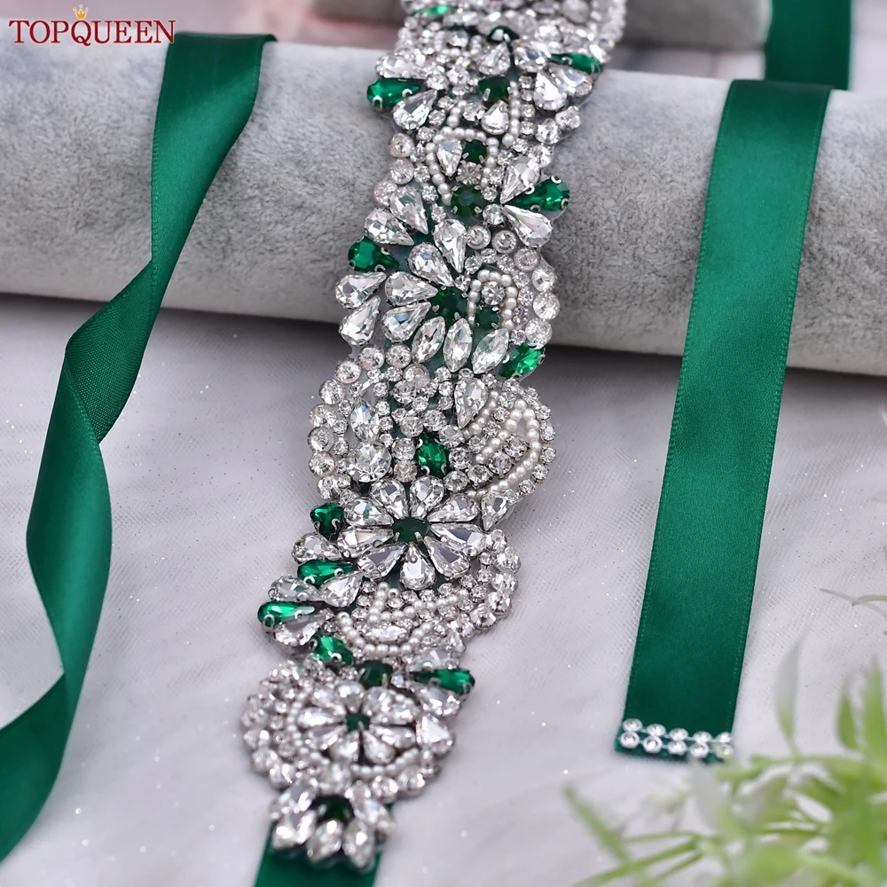 TOPcalls EEN Vente en gros Strass Patients Ceinture et Ceinture Vert Diamant Ceinture De Mariage Pour Accessoires De Mariage Femmes Robe Ceinture S120-KL