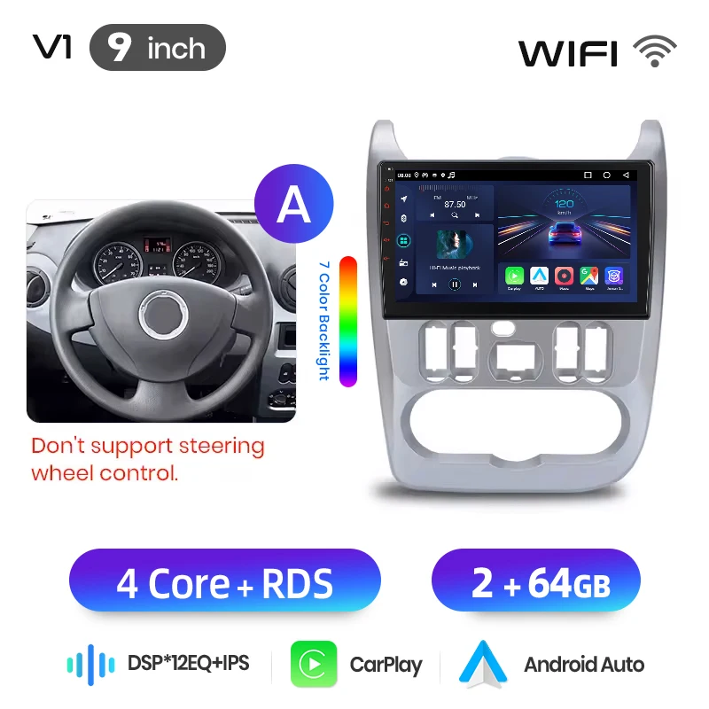 Junsun Android Auto autoradio voor Renault Logan 1 Sandero 2009 2010 2011-2013 Multimedia draadloze CarPlay SWC GPS navigatie RDS DSP
