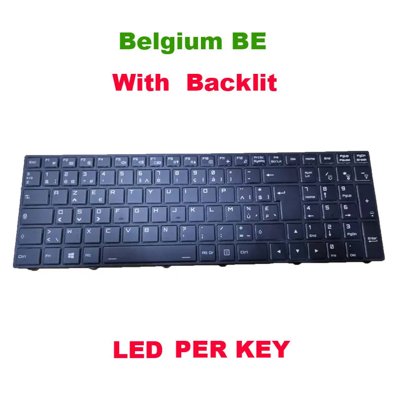 Laptop LED PER KEY Backlit Keyboard CVM17L26B0J430 6-80-PA7E0-240-1 PA70 PA70EP6 PA70EP6-G PA70ES PA71EP6 PA71EP6 Belgium BE New