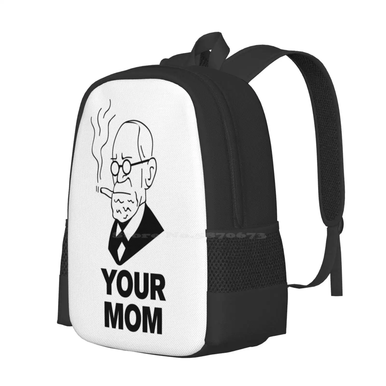 Sf Pattern Design Laptop Travel School Bags Your Mom Meme Sigmund Freud Black And White Pop Art Psychiatry Reyrey Glasses