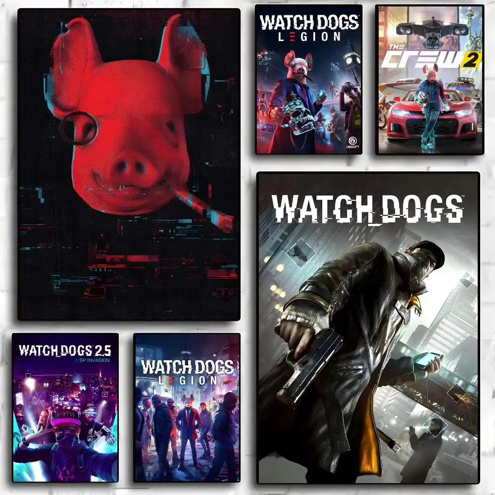W-Watch D-Dogs Legion Game Poster Self-adhesive Living Room Bedroom Party Bar Decor Moisture-proof Fade-resistant