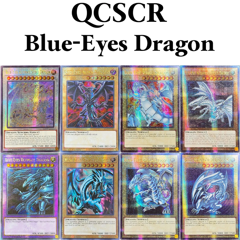 YuGiOh! 25TH TCG Game Foil Cards QCR BLUE-EYES WHITE/Alternative White/Black/DRAGON Proxy High-quality DIY rare cards Collection
