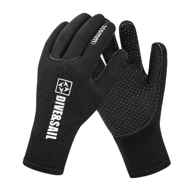 5mm Neoprene Diving Swimming Gloves， Non-Slip Anti Scratch Winter Keep Warm Mittens Underwater Sports Hunting Gloves