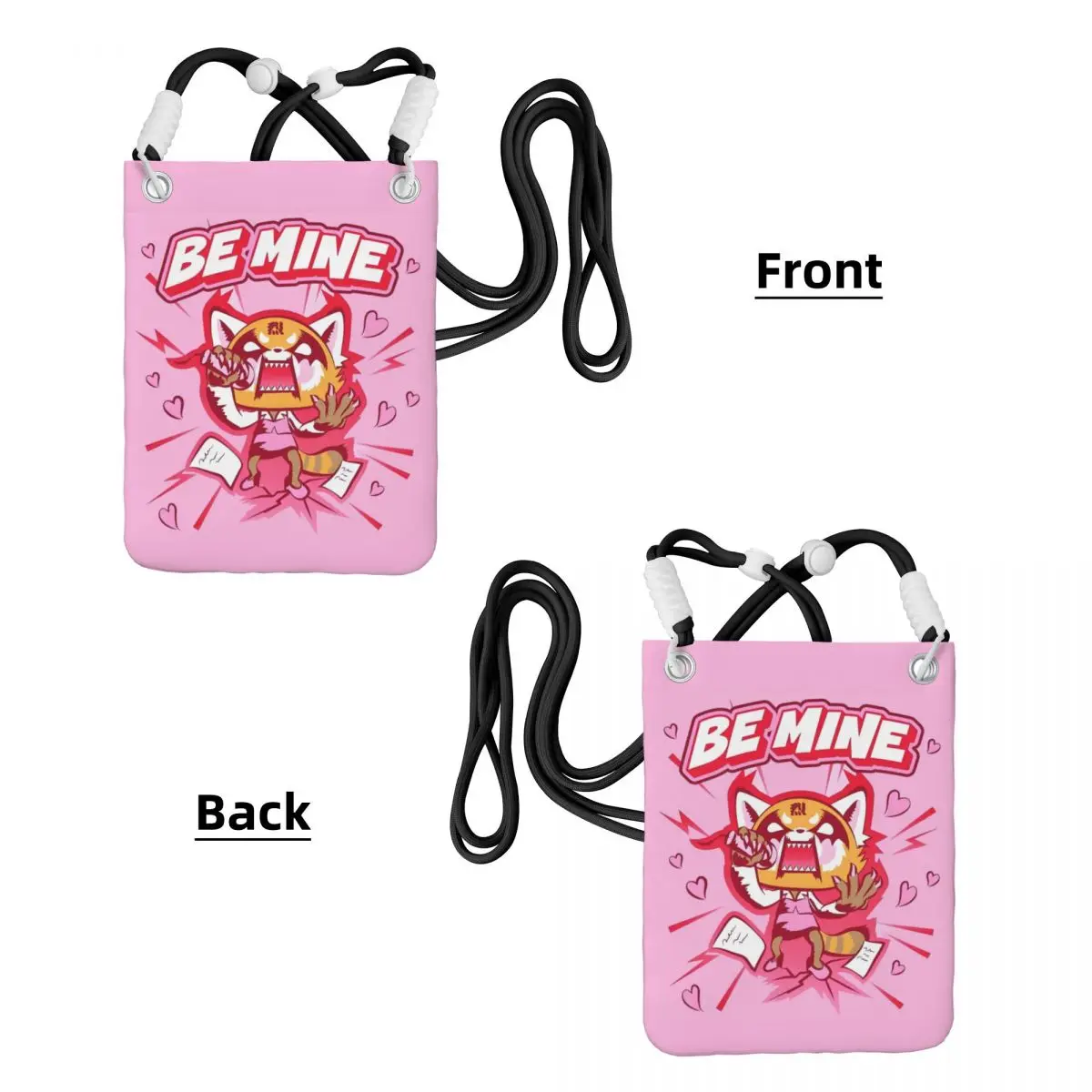 Custom Aggressive Retsuko Mobile Phone Bag for Men Women Animation Shoulder Crossbody Bag Card Bag Mini Shoulder Purse Wallet