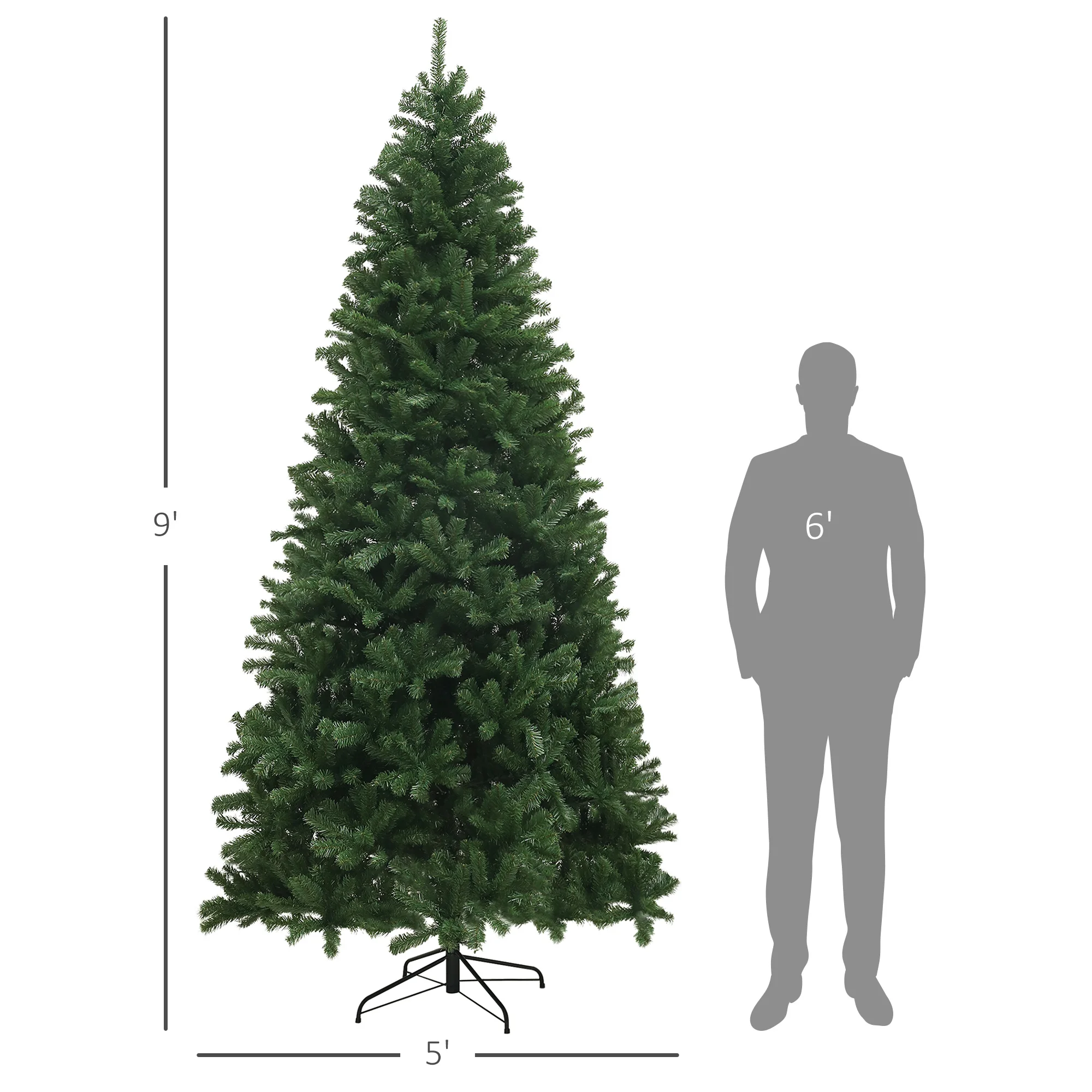 Homcom 9ft Artificial Christmas Tree with Auto Open, Steel Base