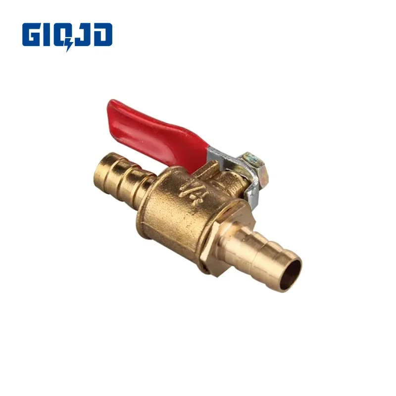 6mm 8mm 10mm12mm Hose Barb red handle Valve  Inline Brass Water Oil Air Gas Fuel Line Shutoff Ball Valve Pipe Fittings
