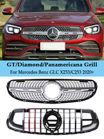 For Mercedes Benz GLC X253 C253 Facelift Black Silver Front Bumper Panamericana GT Diamond Style Grille 260 300 2020 2021 2022