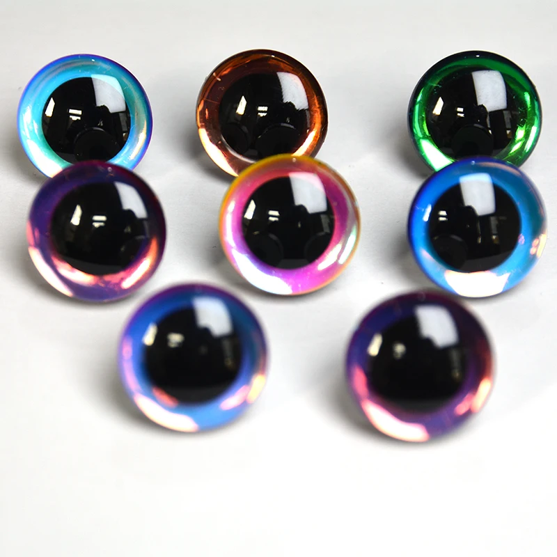 16pcs Glitter Toy Eyes 12-30mm Round Safety Eyes Doll Pupil Eyes with White Washer for Toys Amigurumi Doll Making Eyes