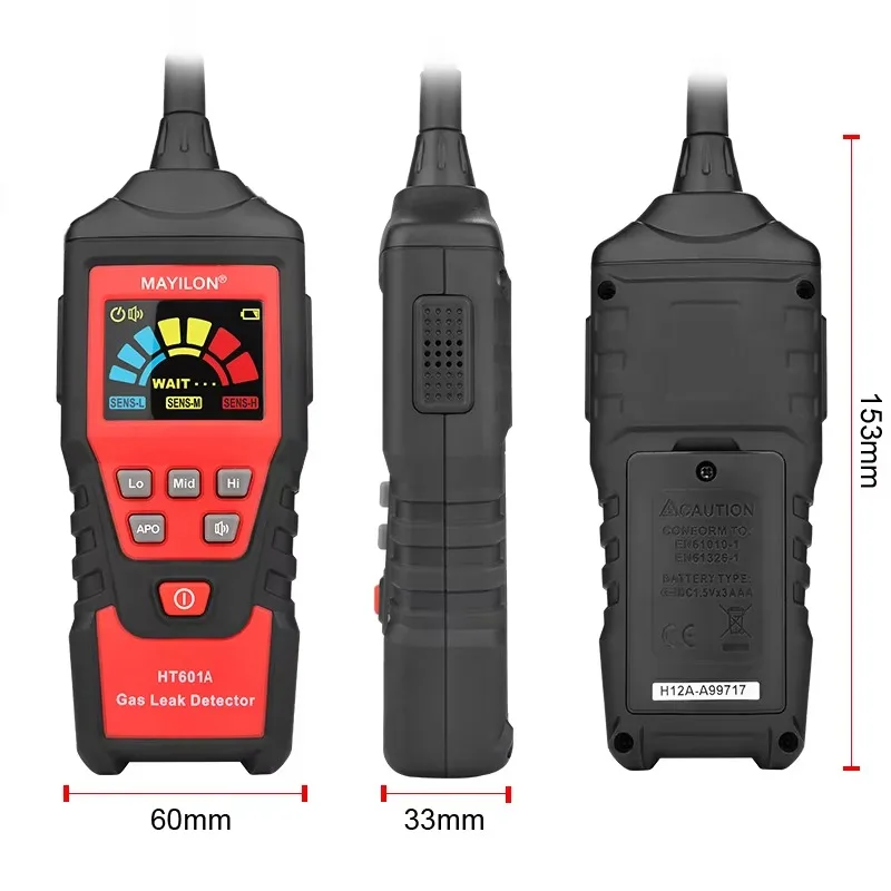 0-9999ppm Ht601a Przenośny tester wycieku gazu palnego z elastyczną sondą 40 cm do C0 Ch4 C2h2 USB