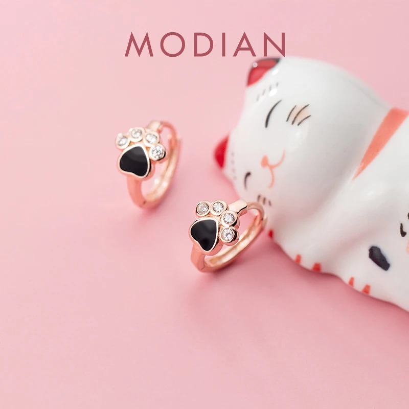 

Modian Round Zircon Sweet Cute Exquisite Animal Claw 100% Anti-Allergy 925 Sterling Silver Hoop Earring for Women Fine Jewelry