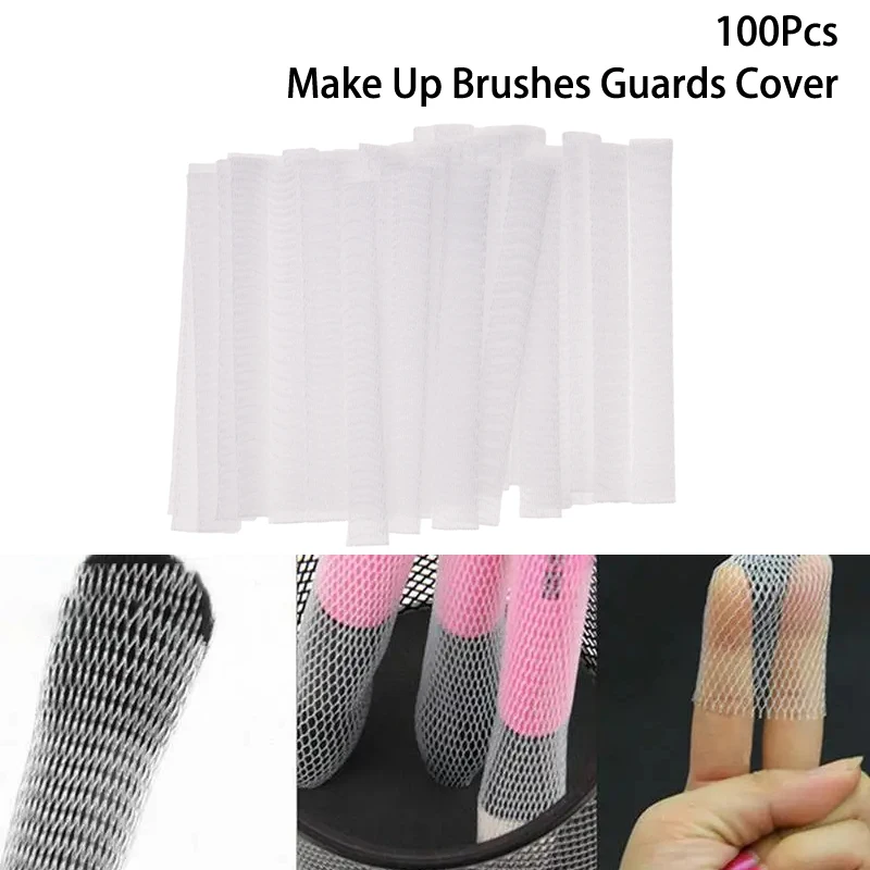 100Pcs Mesh Flexible Net Protectors Cover Sheath Beauty White Cosmetic Make Up Brushes Guards Convenient Tool