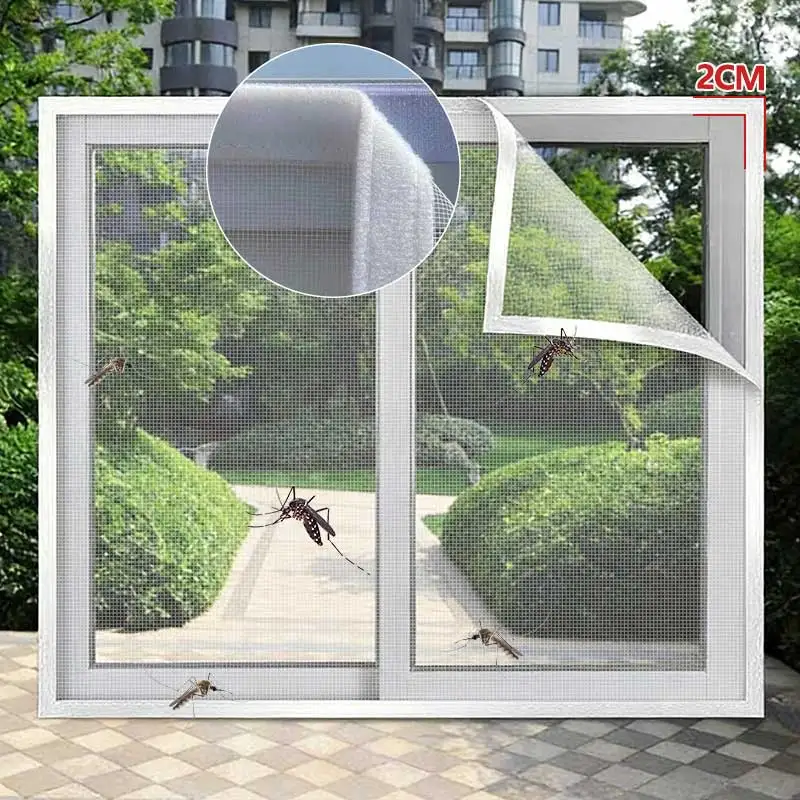 Full-Piece Dense Invisible Mosquito-Proof Mesh Screen Detachable Washable for Home & Kitchen Self-Adhesive No-Drilling