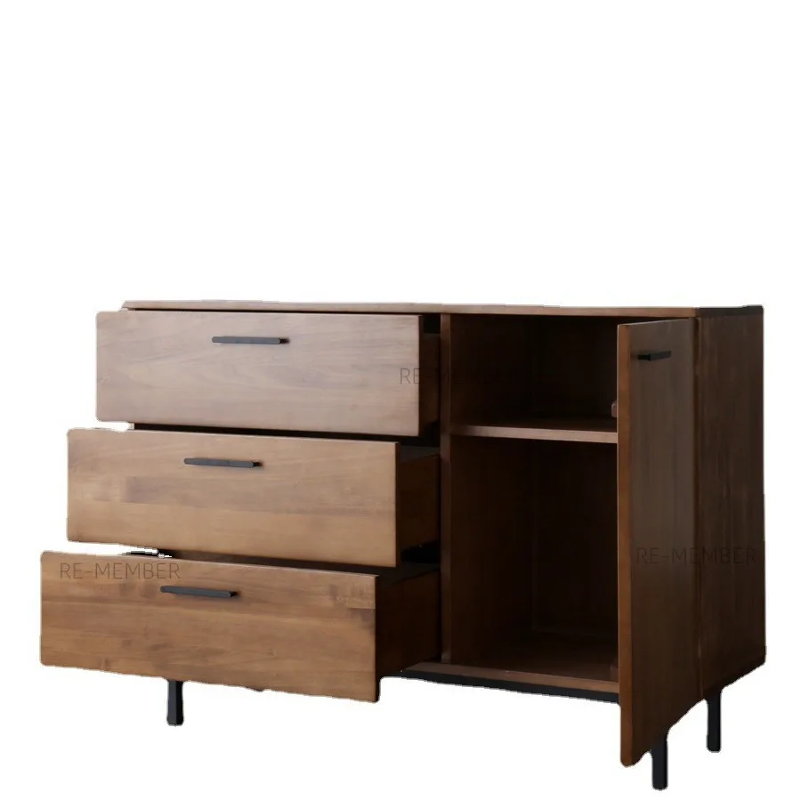 

Nordic boxwood solid wood dining side cabinet living room dining room multi-functional chest cabinet storage cabinet modern simp