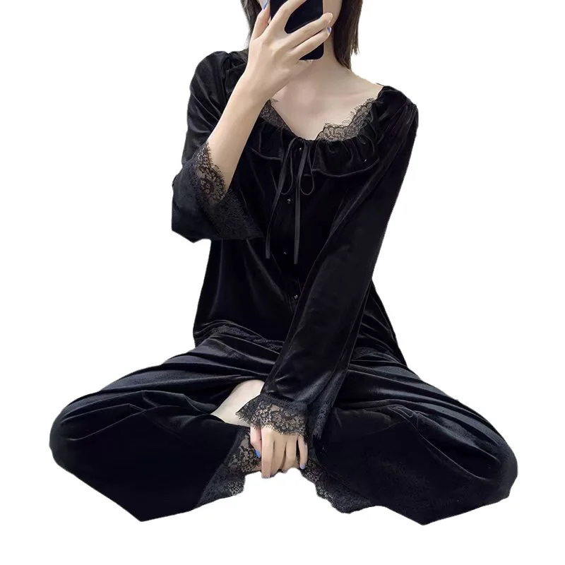 2 قطعة/المجموعة المرأة منامة الخريف والشتاء الطلاب المنزل ارتداء مبطن وسميكة الدافئة الأميرة الملابس الملابس النسائية #5