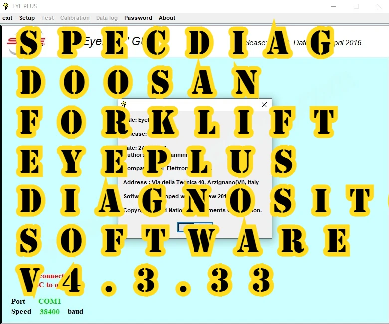 

SpecDiag Doosan Forklift Eyeplus Diagnositc Software V4.3.33