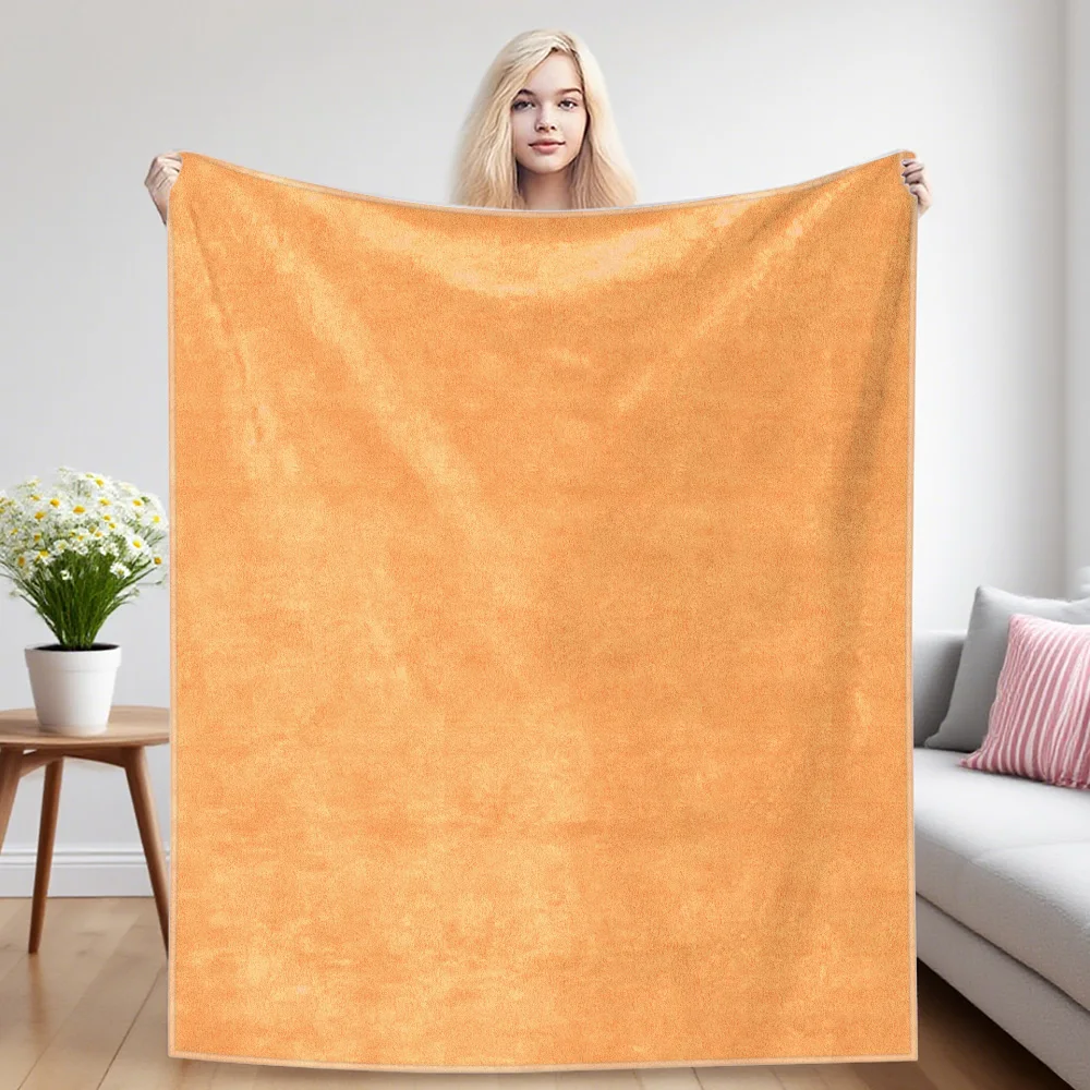 Solid Apricot Flannel Blankets Are Suitable For Sofas, Men's Room Decorations, Thick And Warm Gifts For Teenagers