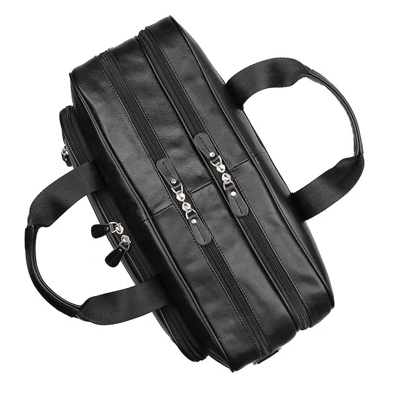 High Quality Genuine Leather Men Briefcase Business Bag Crazy Horse Leather Large 17'inch Laptop Bag Male Portfolio Office Case