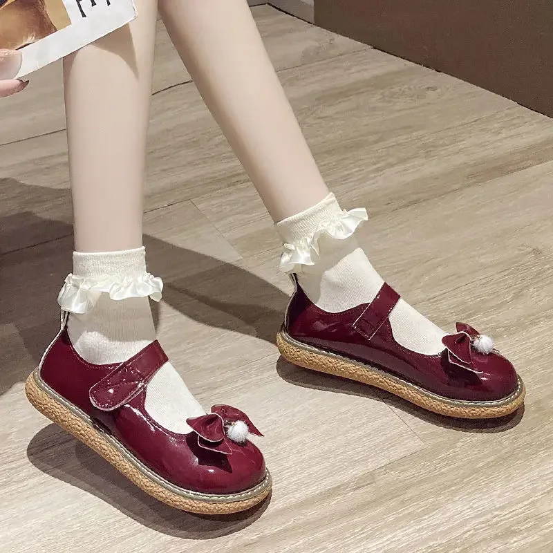 Lisapie Lolita Shoes Pink Women Sweet Black Cosplay Kawaii Japanese JK Round Toe Soft Bottom School Uniform Shoe Mary Jane Shoes