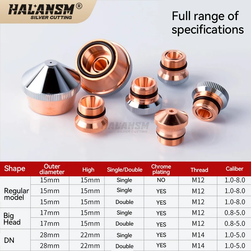 Bystronic DINENG small nozzle laser cutting machine cutting nozzle, single or double layer chrome-plated copper cutting nozzle,