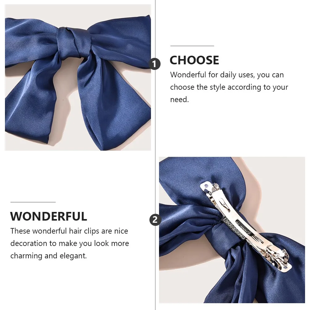 

2Pcs Silk Bow Hairpin Comfortable Claw Clips Women Headdress Girls Accessory Daily Use Charming Elegant Gift Idea