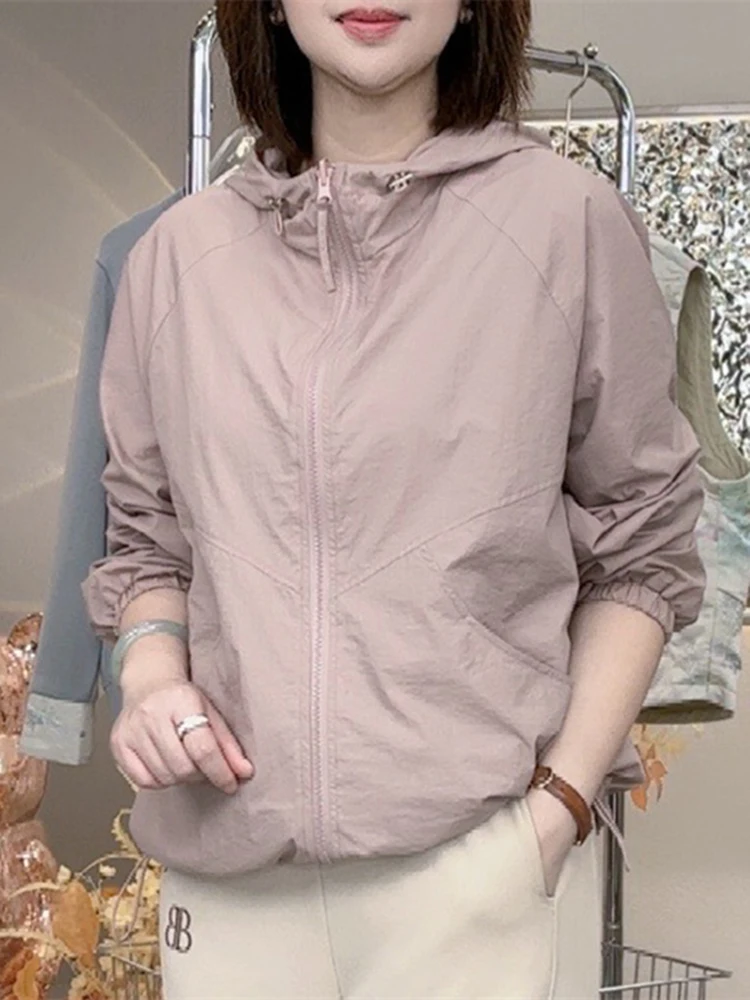 

Outdoor Hooded Sun Protection Jacket Women's Summer New Loose Casual Long Sleeve Fashionable Slimming Sunscreen Clothing