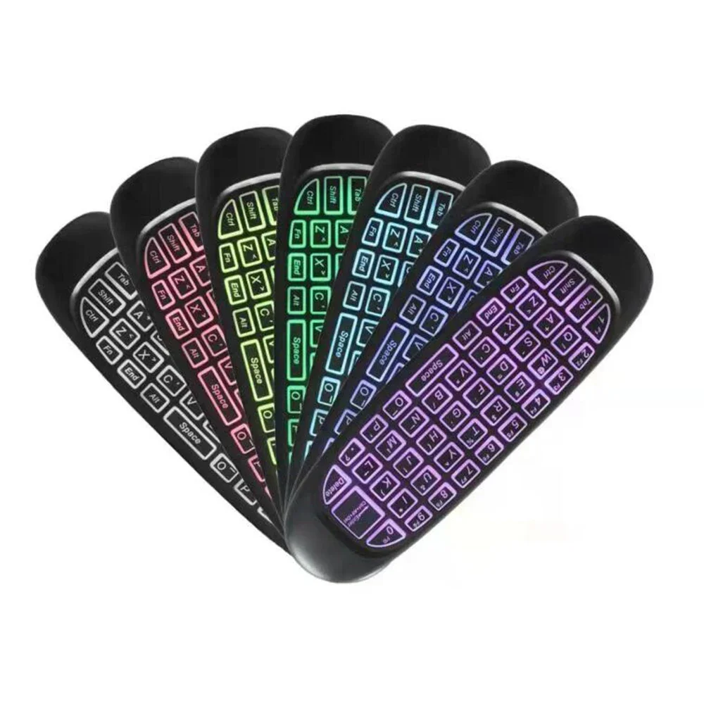 C120 Air Mouse 2.4G RF Smart Remote Control Colorful Backlight English Wireless Keyboard for Android Smart TV Box USB Receiver