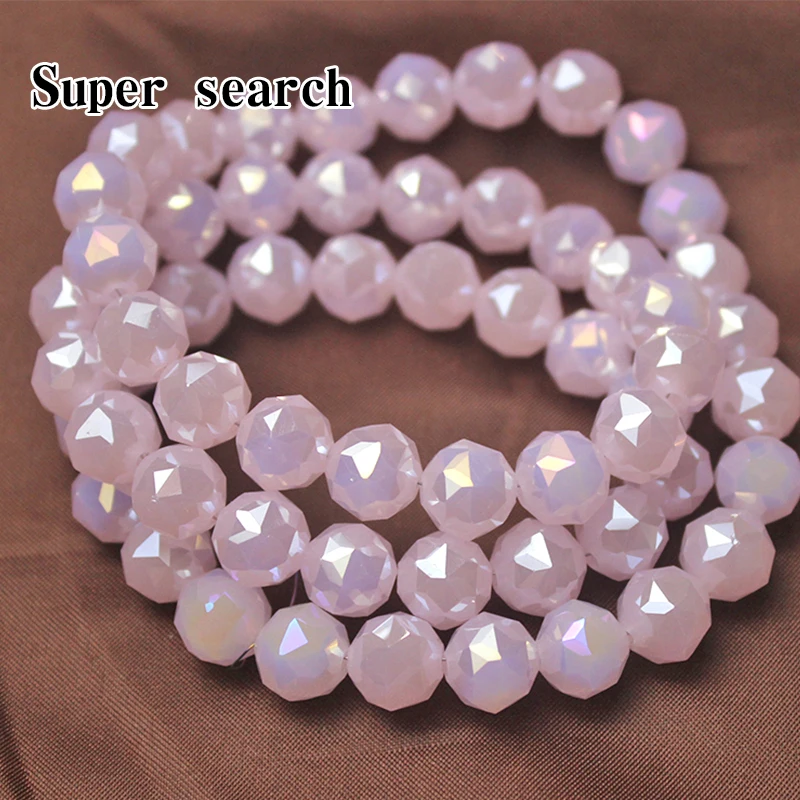 Round Facets Cut Plated Colors Pink 8mm 10mm Faceted Crystal Glass Loose Spacer Beads Lot For Jewelry Making DIY Bracelet