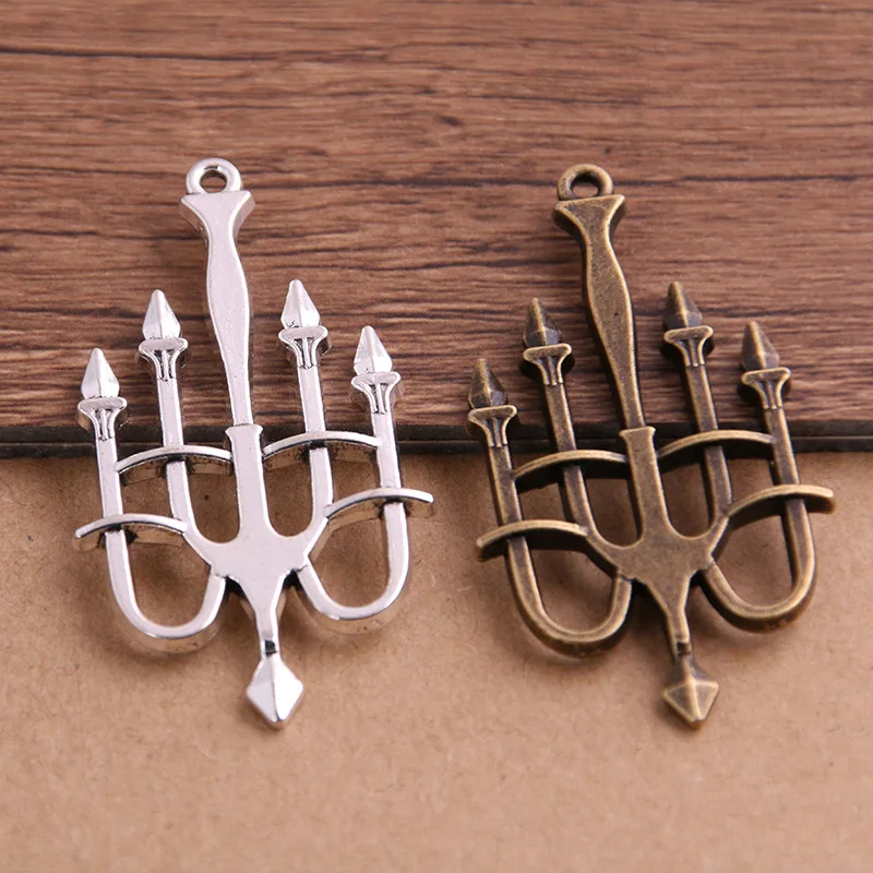 3Pcs/Lot 50x27mm 2 Colors Retro Medieval Candlestick Charms Pendant for DIY Jewelry Making Handmade Jewelry Craft Findings