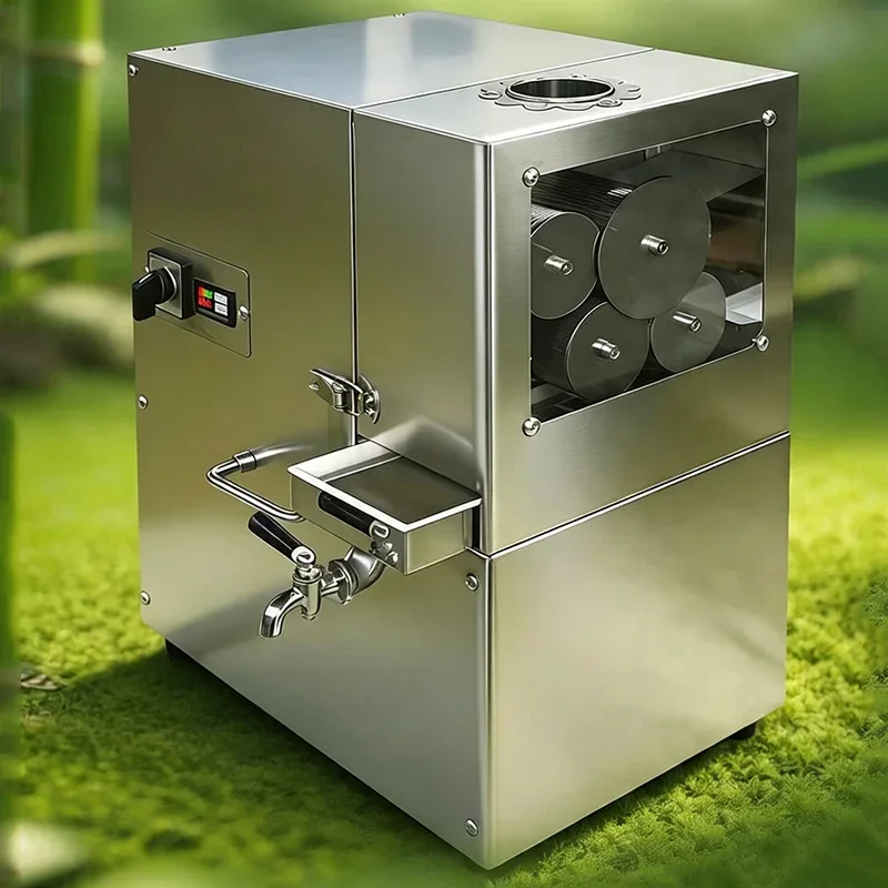 Stainless Steel Vertical Electric Sugarcane Juicer—Dual Power Supply (Plug-in/24V Battery)—Four-Roller Pressing ≥95% Juice Yield