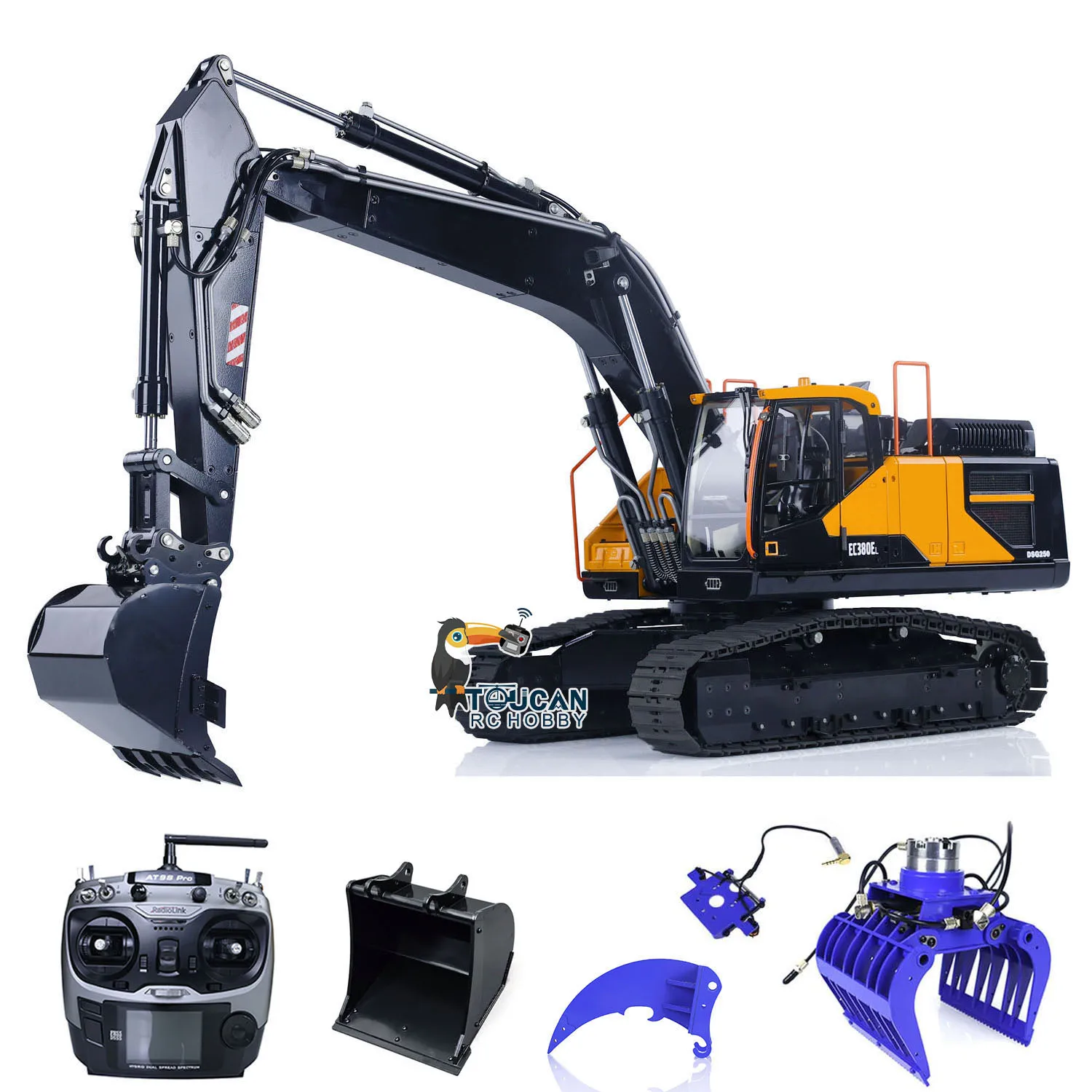 1/14 โลหะไฮดรอลิก RC Excavator รีโมทคอนโทรล Earth Digger EC380 ทาสีประกอบรถบรรทุกก่อสร้างรถยนต์รุ่น TH22520