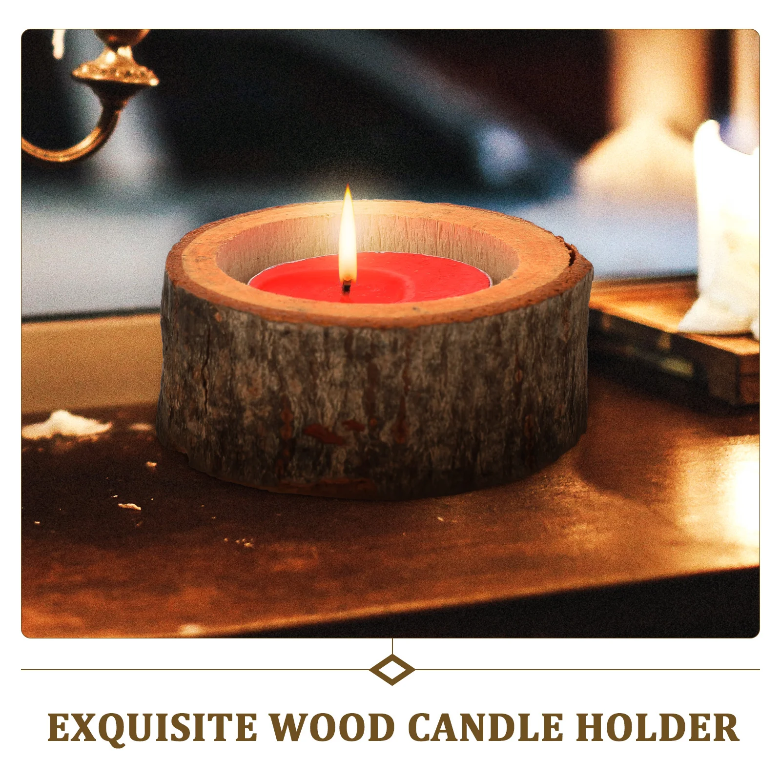 

12Pcs Wood Holder Rustic Decorative Candlestick for Home Party Desktop Table Centerpiece Natural Wooden Candleholder