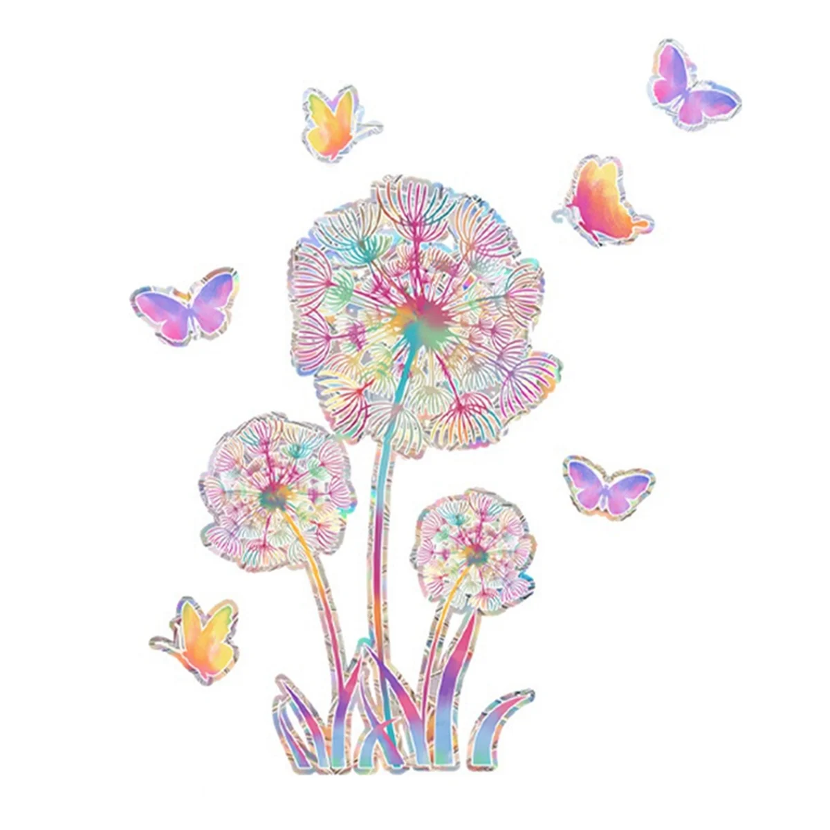 Wall Sticker PVC Electrostatic Glass Sticker for Window Suncatcher Rainbow Prisms Decal-Dandelion