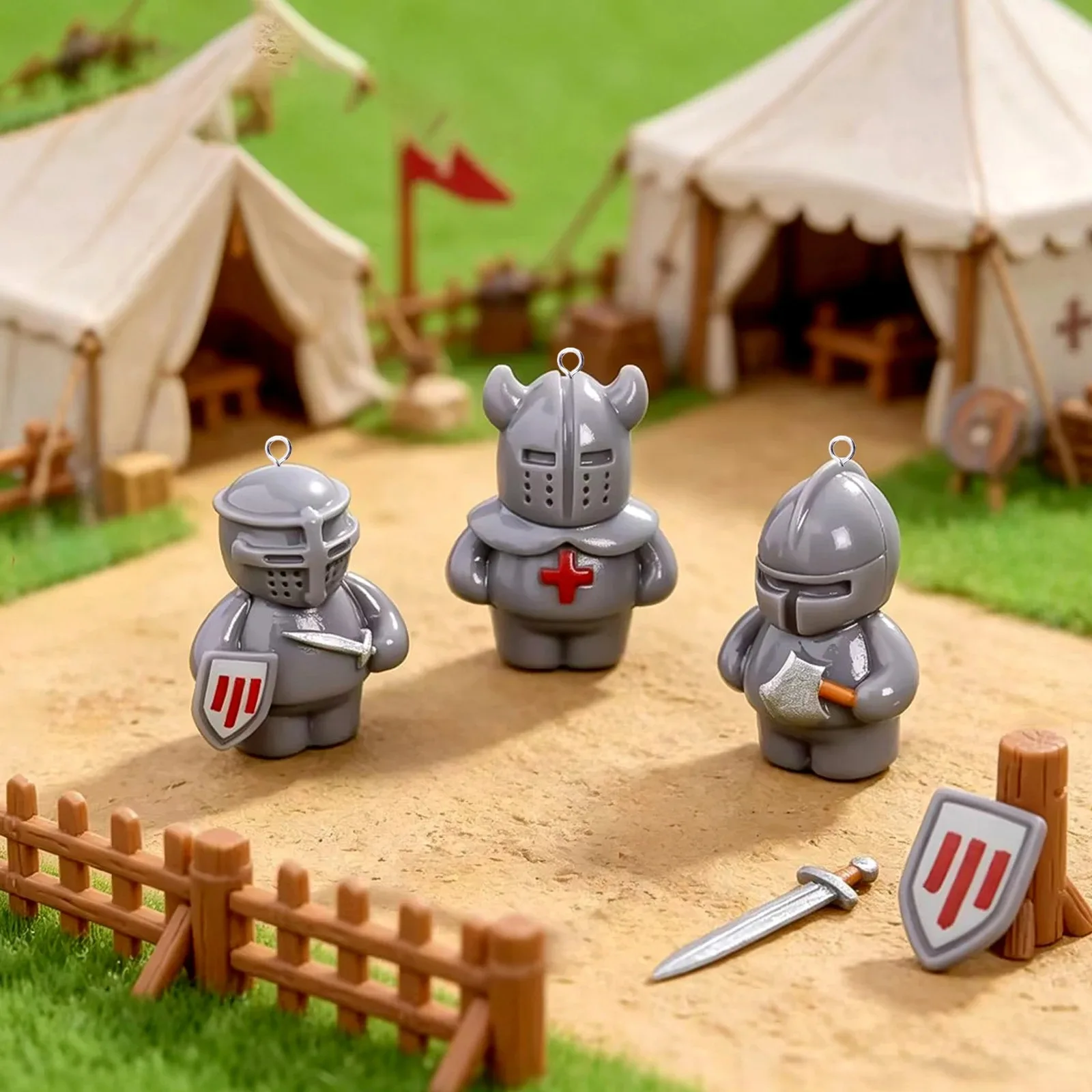 10Pcs Cute Medieval Knight Resin Charms Armor Warrior Pendants DIY Craft Supplies for Bracelet Jewelry Making